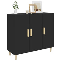 Credenza Nera 90x34x80 cm in Legno Multistrato 812493