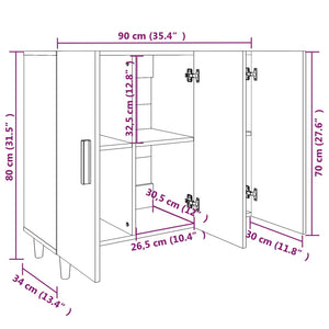 Credenza Nera 90x34x80 cm in Legno Multistrato cod mxl 8843