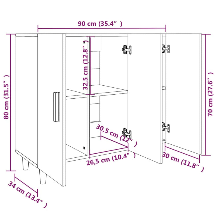 Credenza Nera 90x34x80 cm in Legno Multistrato cod mxl 8843