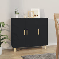 Credenza Nera 90x34x80 cm in Legno Multistrato 812493