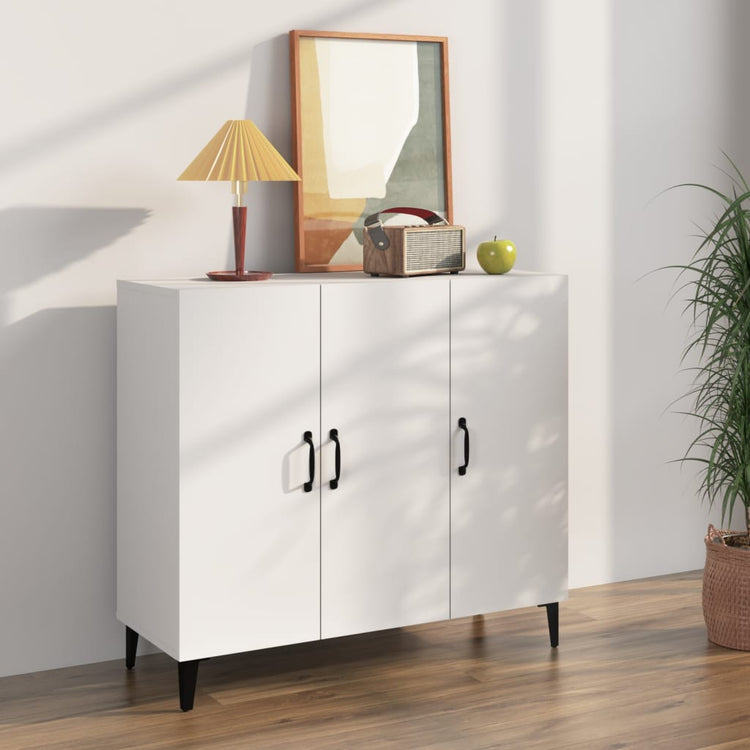 Credenza Bianca 90x34x80 cm in Legno Multistrato cod mxl 13991