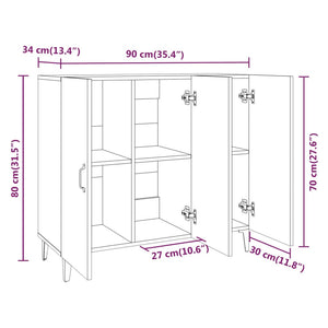 Credenza Nera 90x34x80 cm in Legno Multistrato 812502