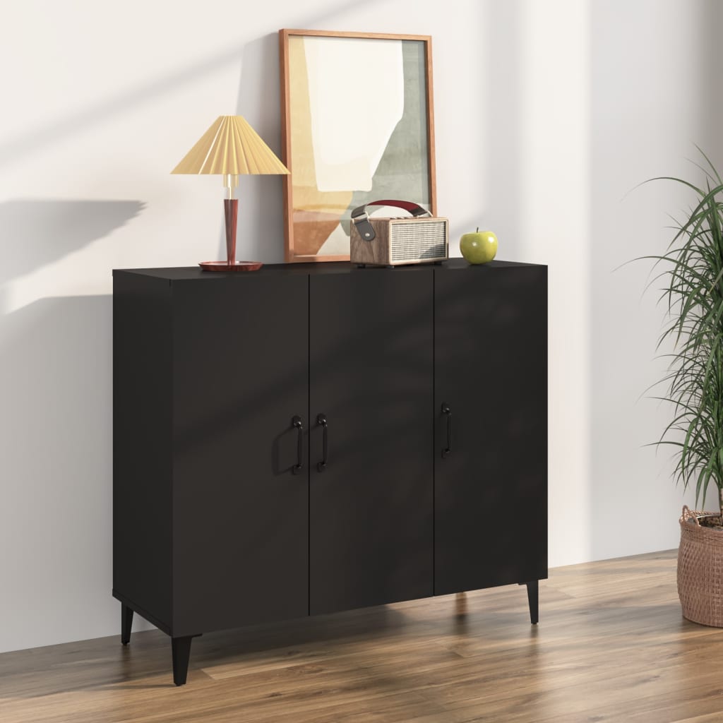 Credenza Nera 90x34x80 cm in Legno Multistrato 812502