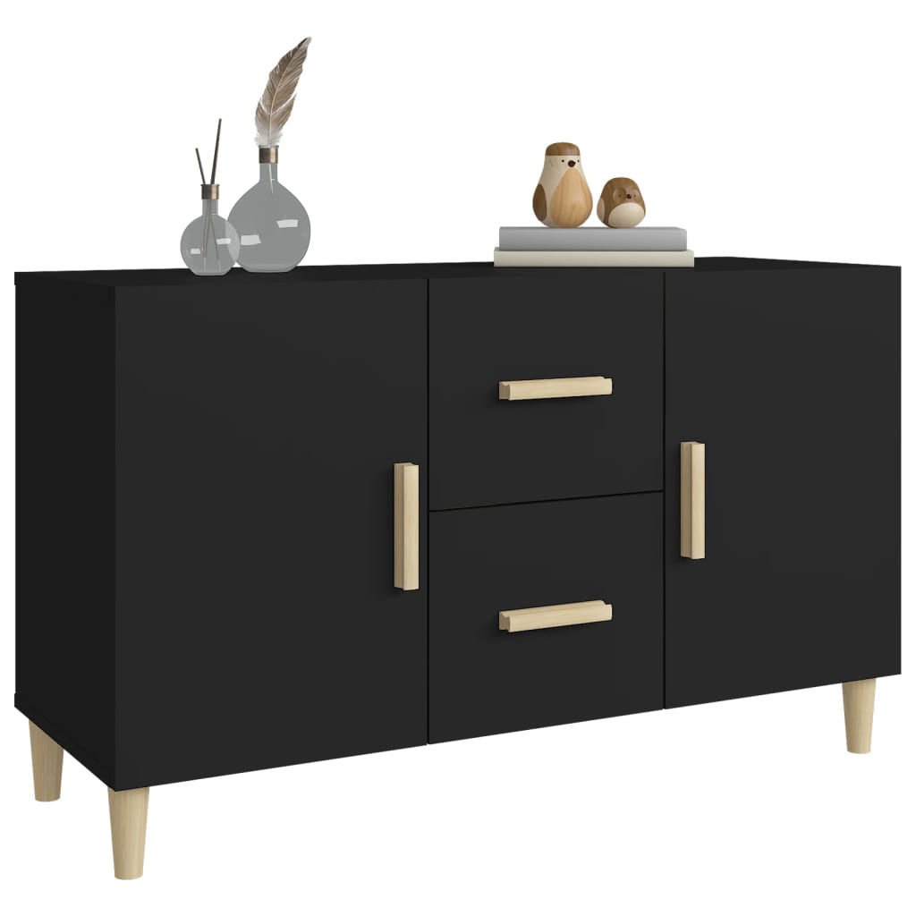 Credenza Nera 100x36x60 cm in Legno Multistrato cod mxl 64621