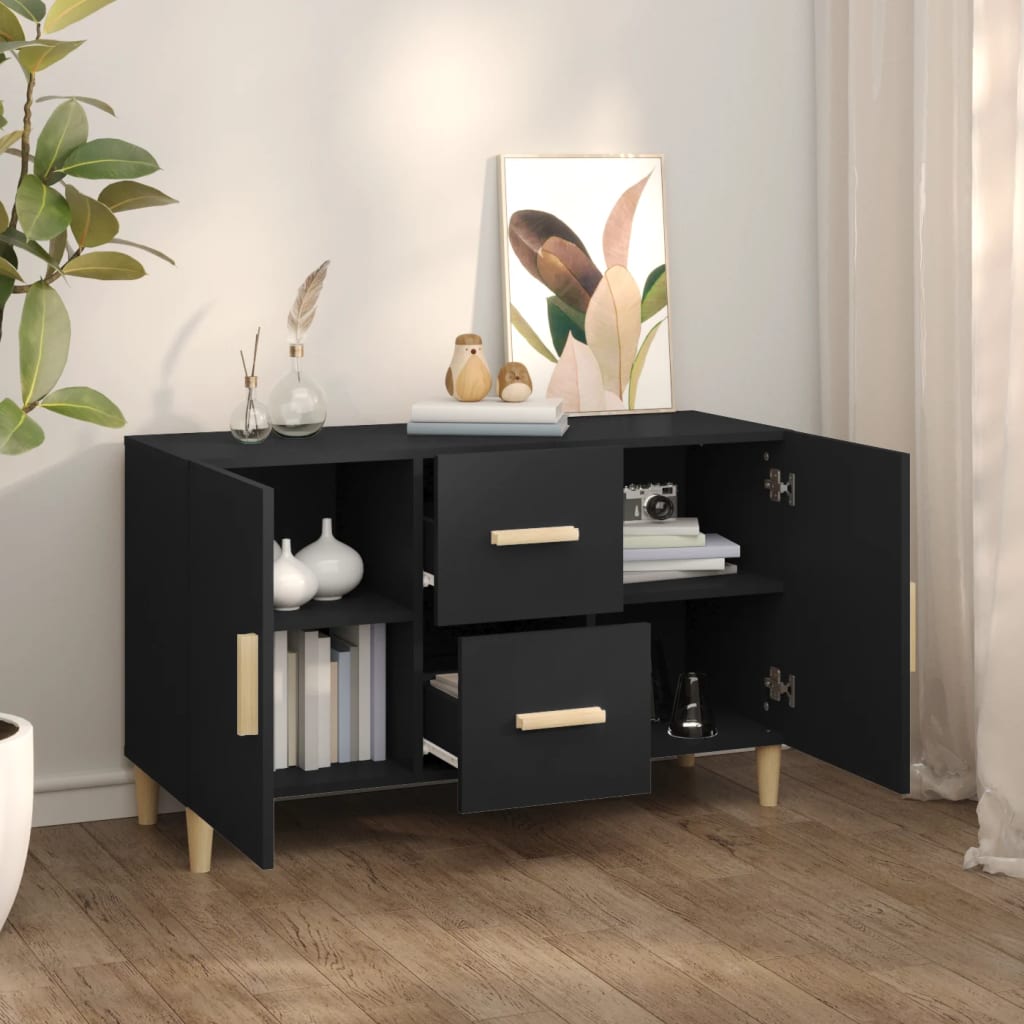 Credenza Nera 100x36x60 cm in Legno Multistrato cod mxl 64621