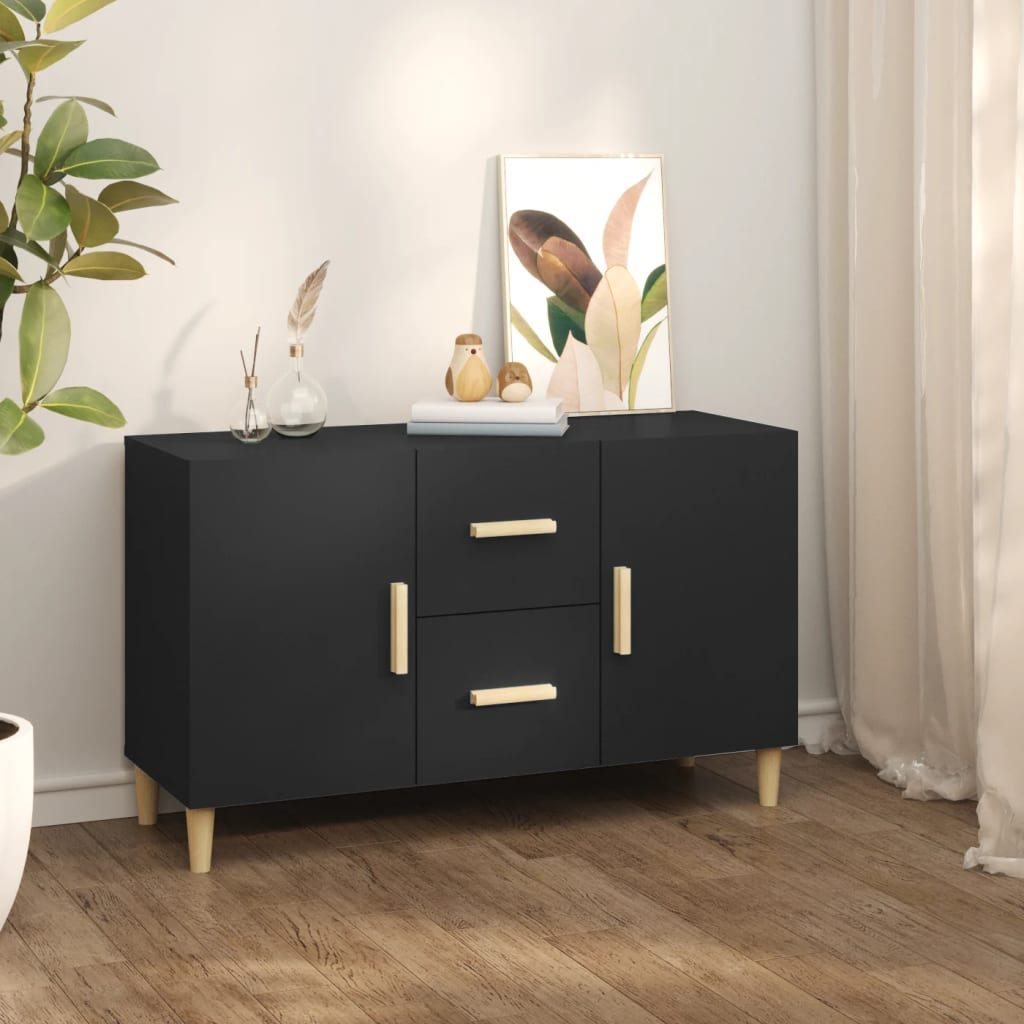 Credenza Nera 100x36x60 cm in Legno Multistrato cod mxl 64621