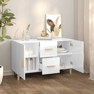 Credenza Bianco Lucido 100x36x60 cm in Legno Multistrato 812516