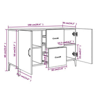 Credenza Grigio Cemento 100x36x60 cm in Legno Multistrato cod mxl 10468