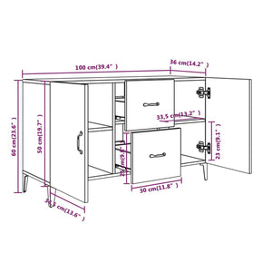 Credenza Grigio Cemento 100x36x60 cm in Legno Multistrato cod mxl 10468