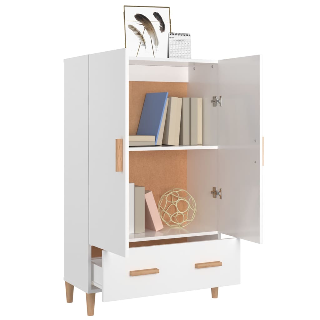 Credenza Bianco Lucido 70x31x115 cm in Legno Multistrato 812534