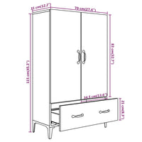 Credenza Nera 70x31x115 cm in Legno Multistrato