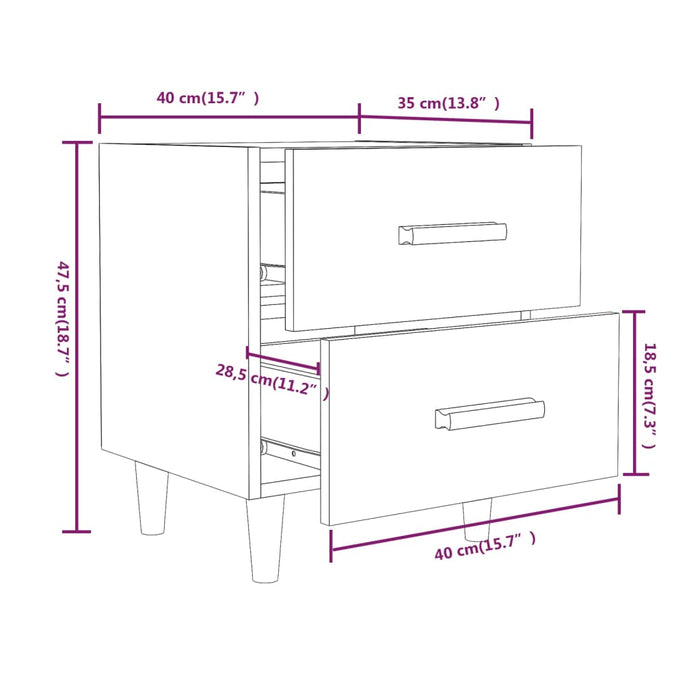 Comodini 2 pz in Rovere Fumo 40x35x47,5 cm cod mxl 30061