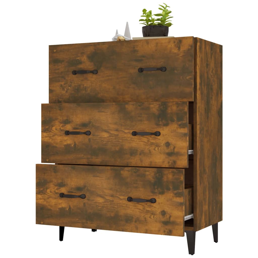 Credenza Rovere Fumo 69,5x34x90 cm in Legno Multistrato 817348