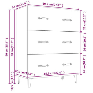 Credenza Rovere Marrone 69,5x34x90 cm in Legno Multistrato cod mxl 9457