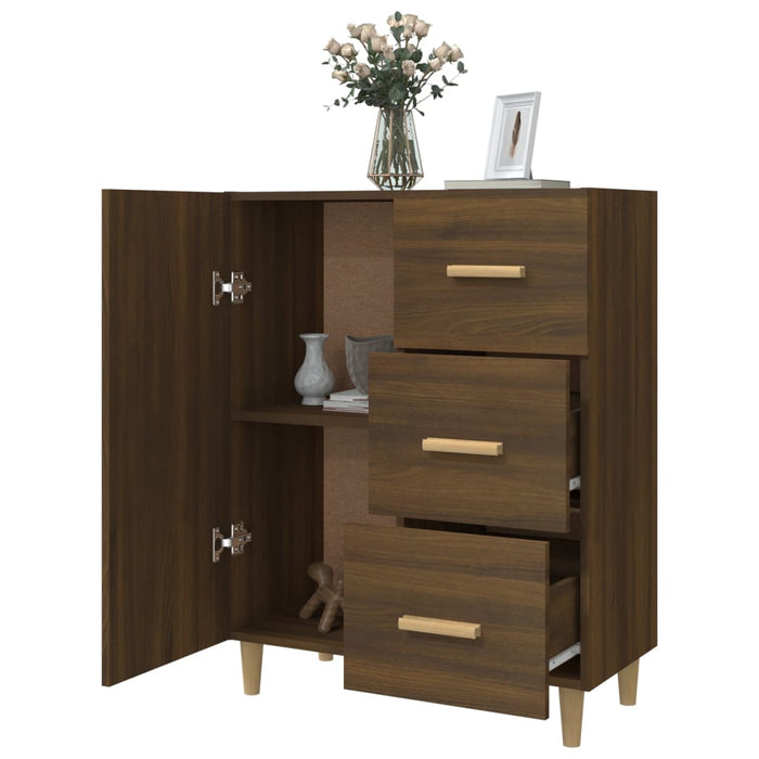 Credenza Rovere Marrone 69,5x34x90 cm in Legno Multistrato 817353