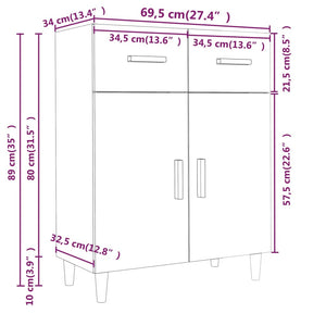 Credenza Rovere Fumo 69,5x34x89 cm in Legno Multistrato