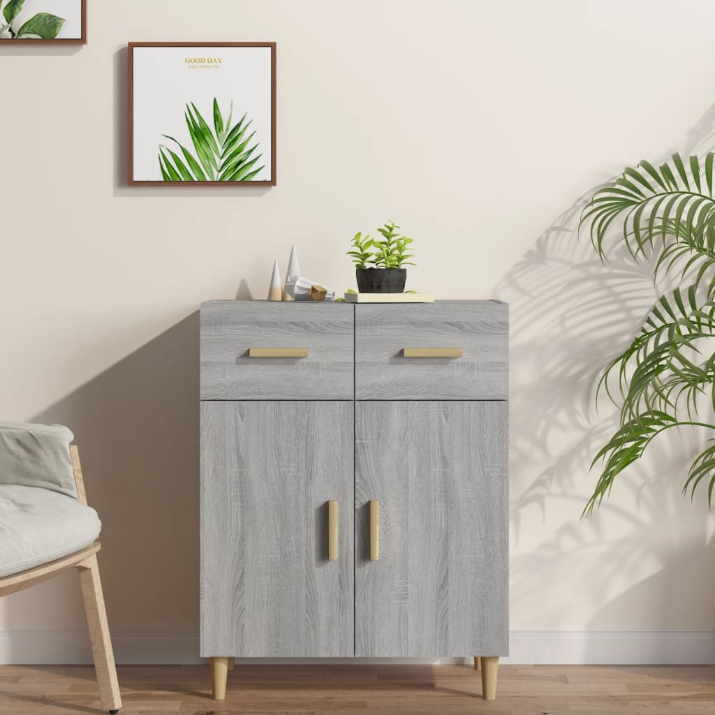 Credenza Grigio Sonoma 69,5x34x89 cm in Legno Multistrato