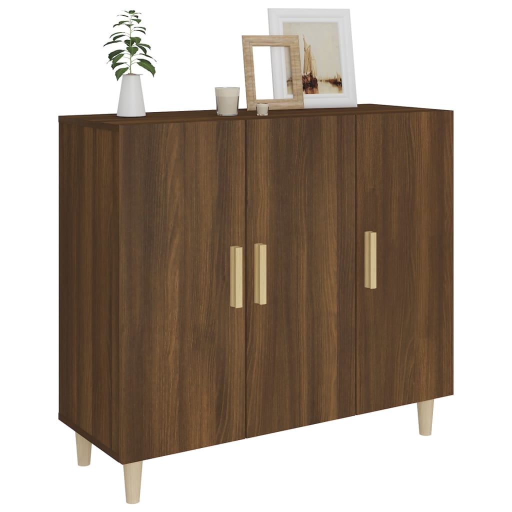 Credenza Rovere Marrone 90x34x80 cm in Legno Multistrato