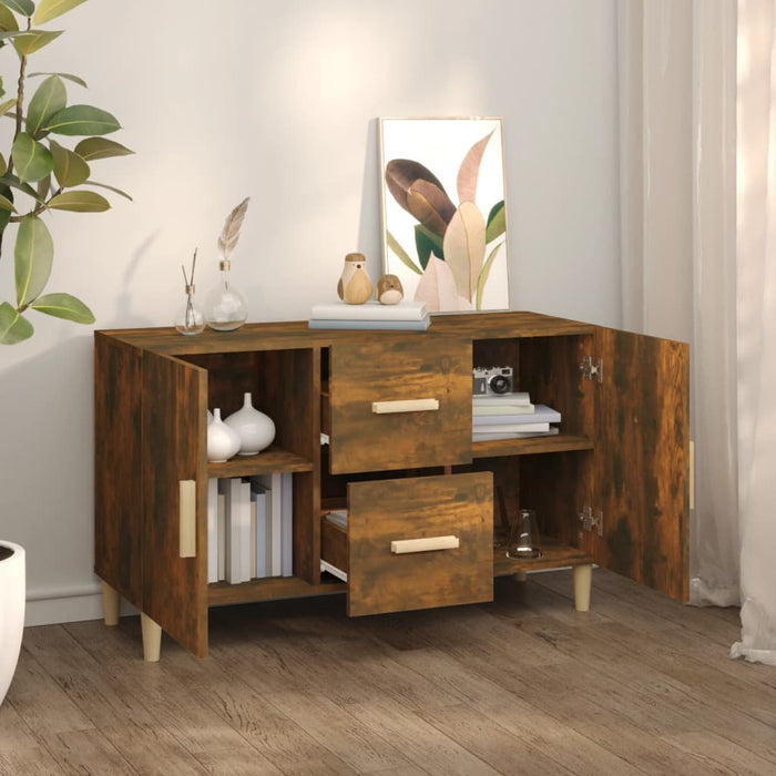 Credenza Rovere Fumo 100x36x60 cm in Legno Multistrato 817465