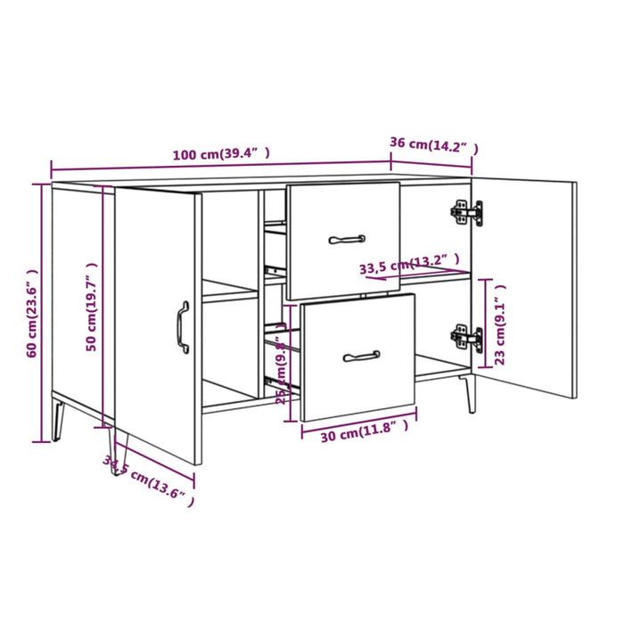 Credenza Grigio Sonoma 100x36x60 cm in Legno Multistrato cod mxl 11552