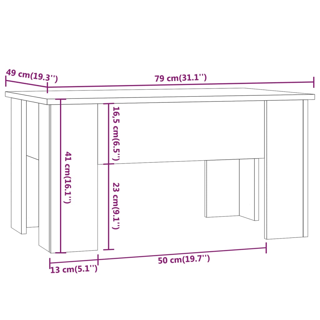 Tavolino da Salotto Rovere Fumo 79x49x41cm in Legno Multistrato 819281