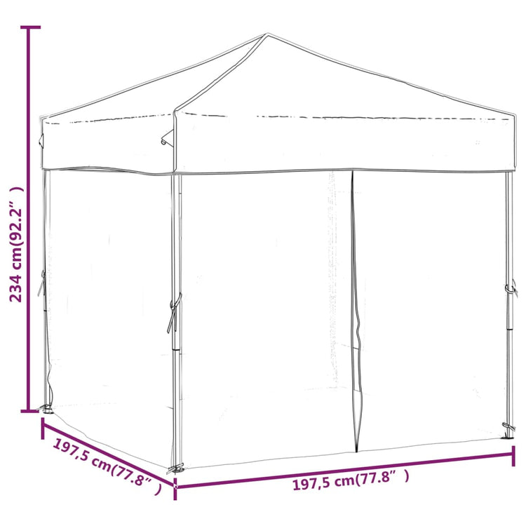 Tenda per Feste Pieghevole con Pareti Laterali Antracite 2x2 m cod mxl 49198