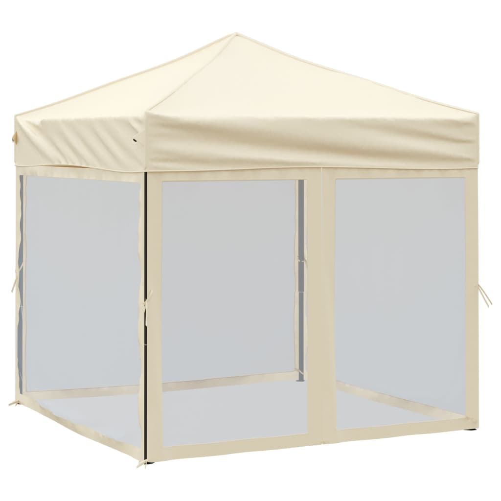 Tenda per Feste Pieghevole con Pareti Laterali Crema 2x2 m 93508