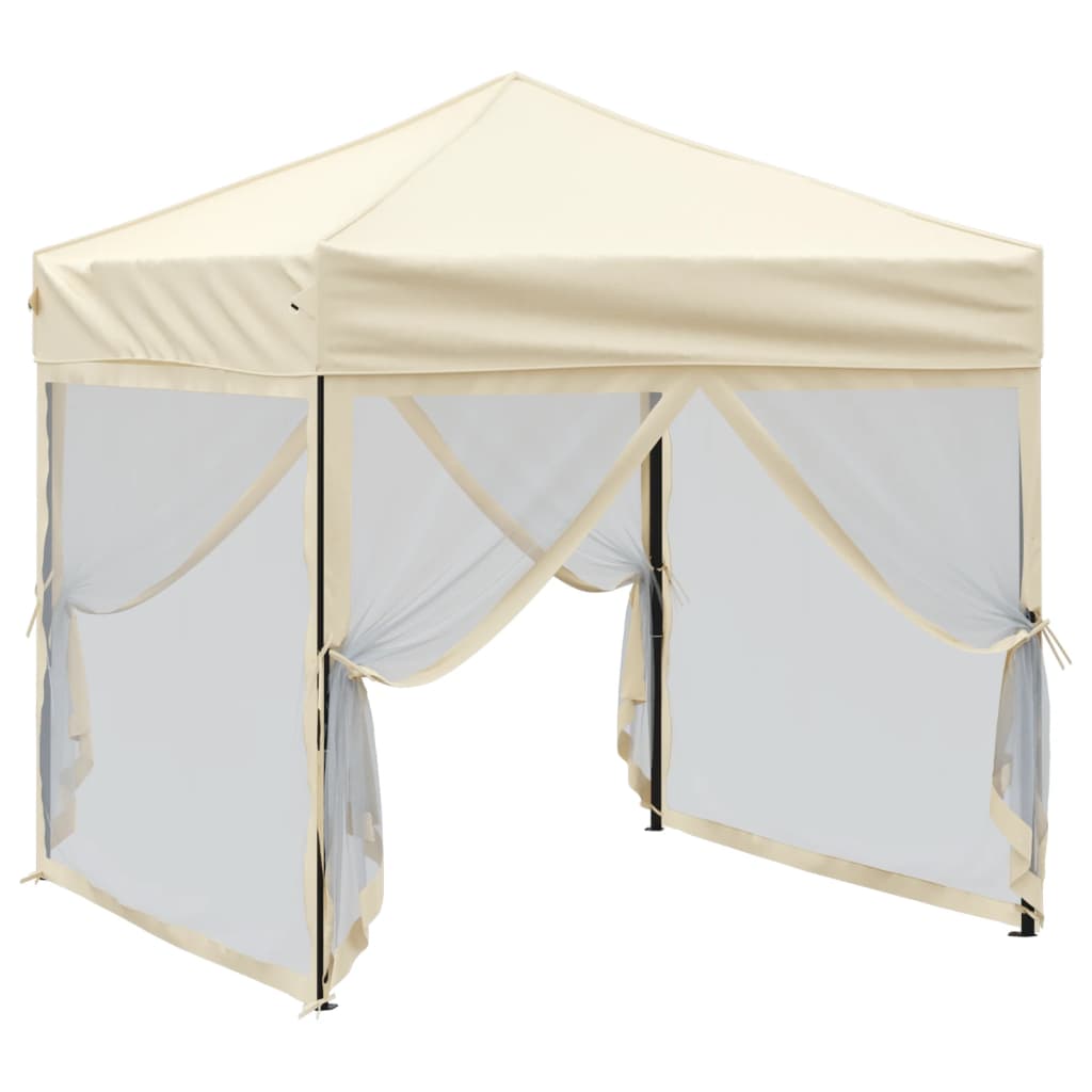 Tenda per Feste Pieghevole con Pareti Laterali Crema 2x2 m 93508