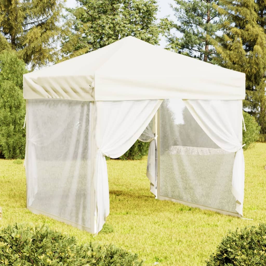 Tenda per Feste Pieghevole con Pareti Laterali Crema 2x2 m 93508