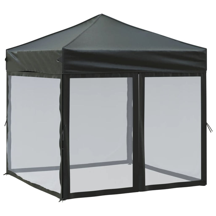 Tenda per Feste Pieghevole con Pareti Laterali Nero 2x2 m 93511