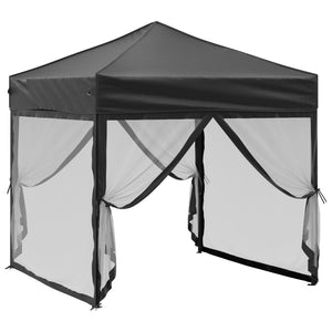 Tenda per Feste Pieghevole con Pareti Laterali Nero 2x2 m 93511