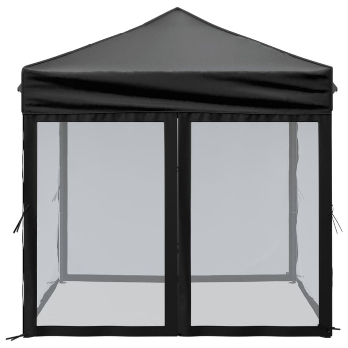 Tenda per Feste Pieghevole con Pareti Laterali Nero 2x2 m 93511