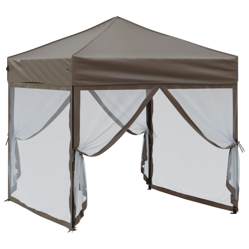 Tenda per Feste Pieghevole con Pareti Laterali Tortora 2x2 m 93512