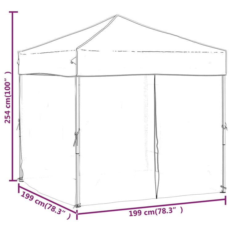 Tenda per Feste Pieghevole con Pareti Laterali Tortora 2x2 m 93512