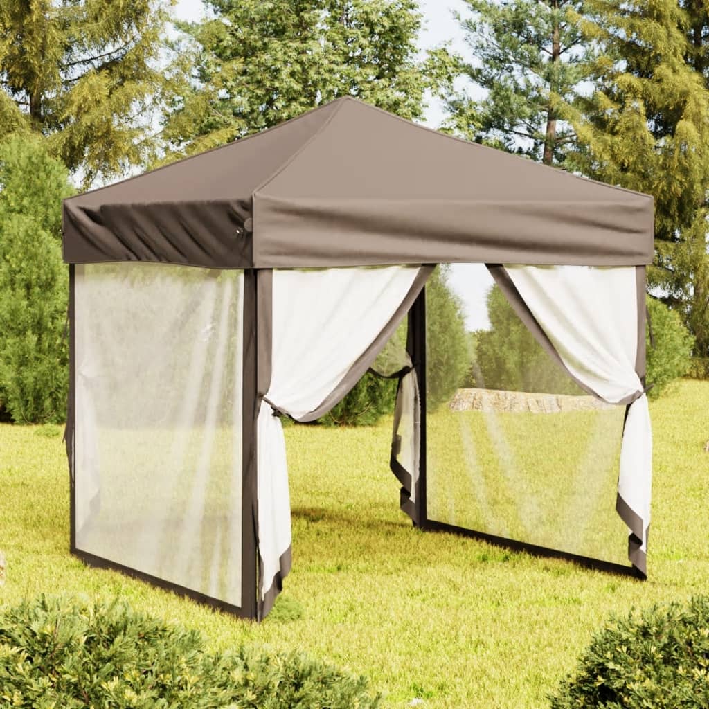 Tenda per Feste Pieghevole con Pareti Laterali Tortora 2x2 m 93512