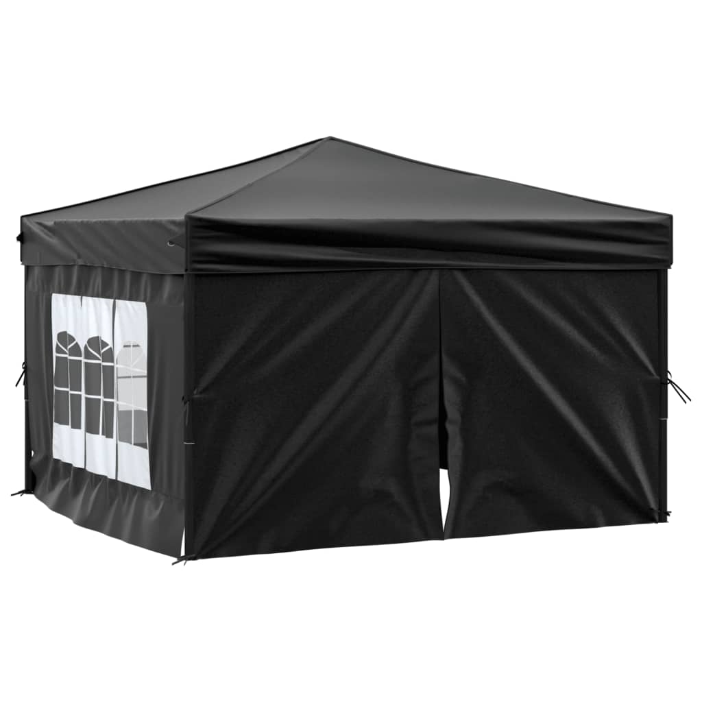 Tenda per Feste Pieghevole con Pareti Laterali Nero 3x3 m cod mxl 60748