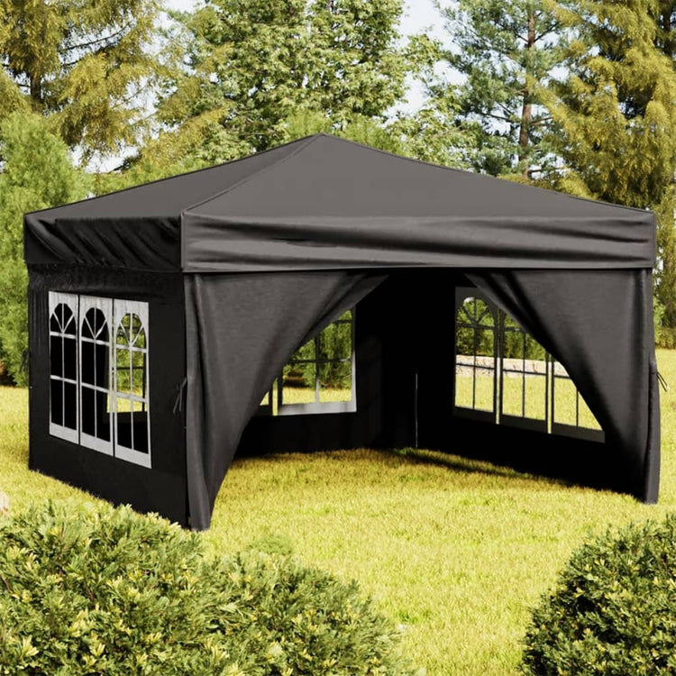 Tenda per Feste Pieghevole con Pareti Laterali Nero 3x3 m cod mxl 60748