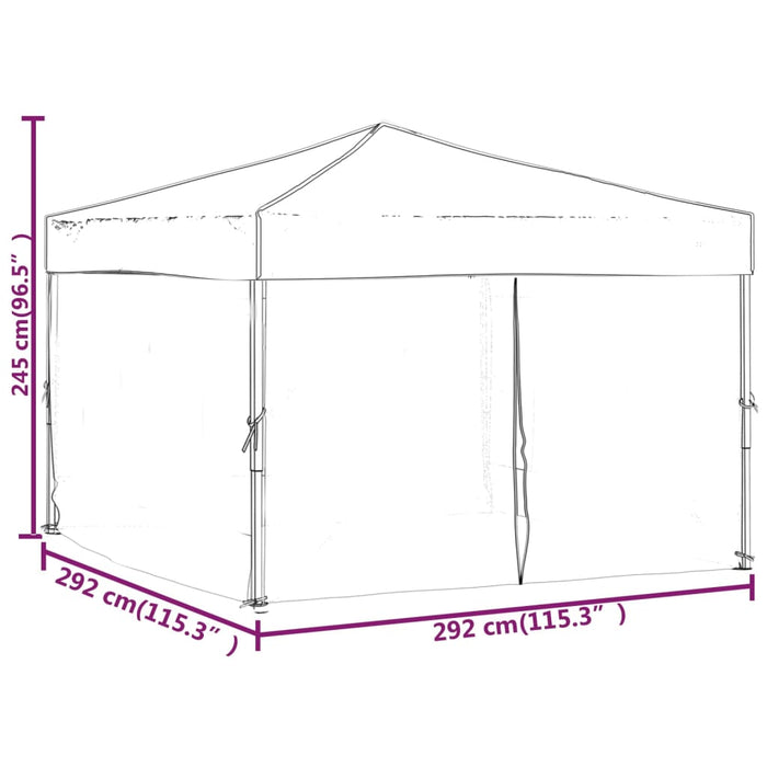 Tenda per Feste Pieghevole con Pareti Laterali Bianco 3x3 m cod mxl 66239