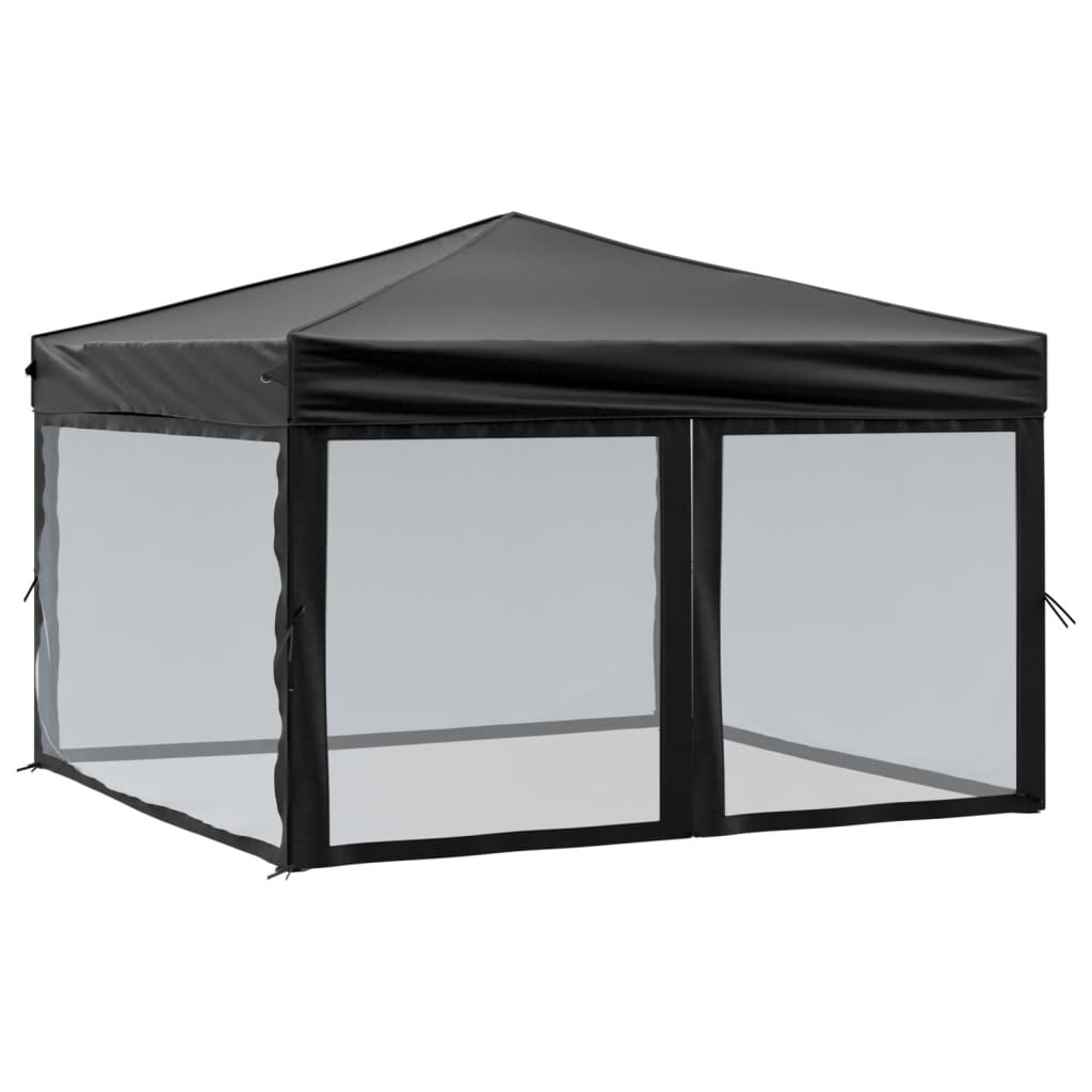 Tenda per Feste Pieghevole con Pareti Laterali Nero 3x3 m 93532