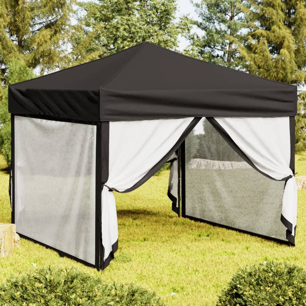 Tenda per Feste Pieghevole con Pareti Laterali Nero 3x3 m cod mxl 65965