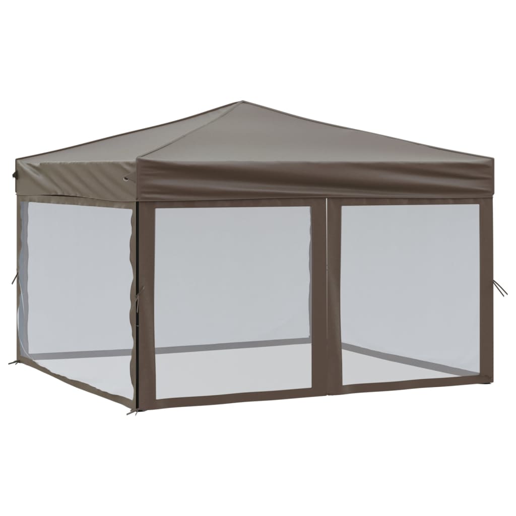 Tenda per Feste Pieghevole con Pareti Laterali Tortora 3x3 m 93533