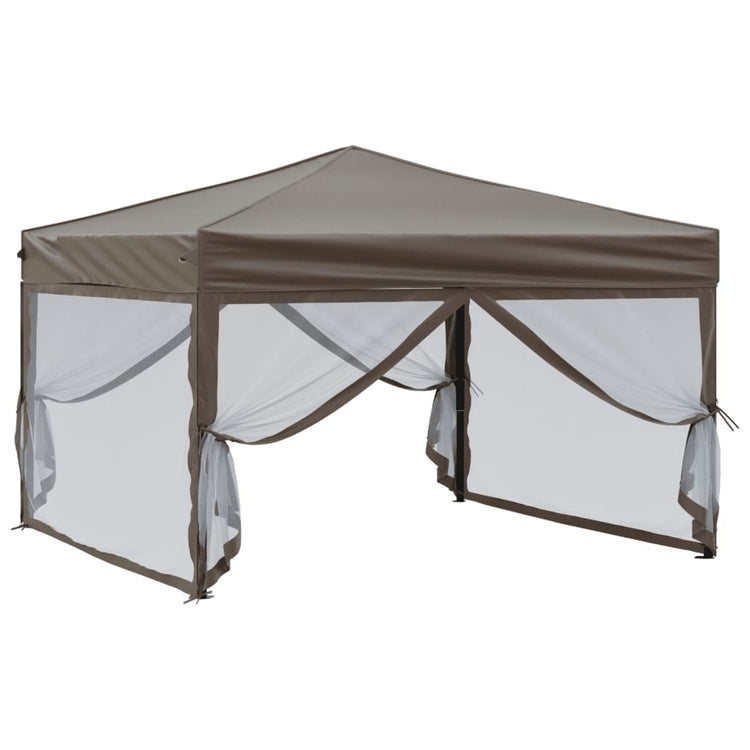 Tenda per Feste Pieghevole con Pareti Laterali Tortora 3x3 m 93533