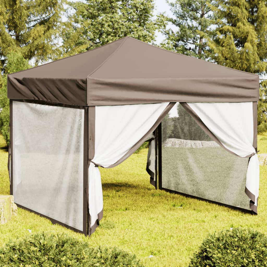 Tenda per Feste Pieghevole con Pareti Laterali Tortora 3x3 m 93533