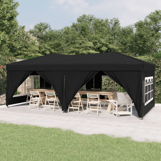 Tenda per Feste Pieghevole con Pareti Laterali Nero 3x6 m 93546