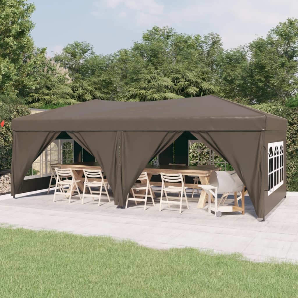 Tenda per Feste Pieghevole con Pareti Laterali Tortora 3x6 m 93547