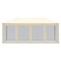 Tenda per Feste Pieghevole con Pareti Laterali Crema 3x6 m