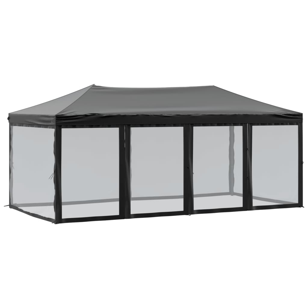 Tenda per Feste Pieghevole con Pareti Laterali Nero 3x6 m 93553