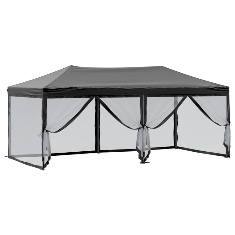 Tenda per Feste Pieghevole con Pareti Laterali Nero 3x6 m 93553