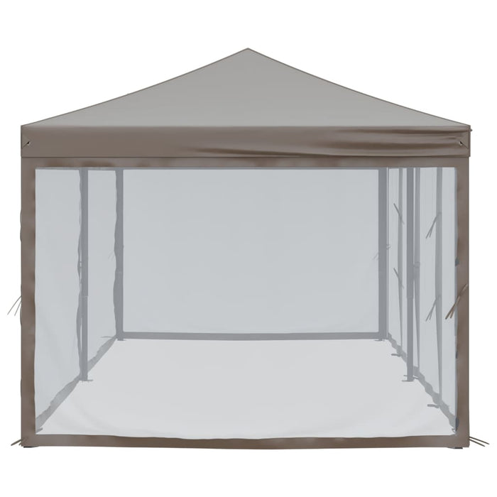 Tenda per Feste Pieghevole con Pareti Laterali Tortora 3x6 m