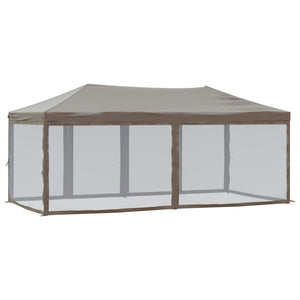 Tenda per Feste Pieghevole con Pareti Laterali Tortora 3x6 m 93554